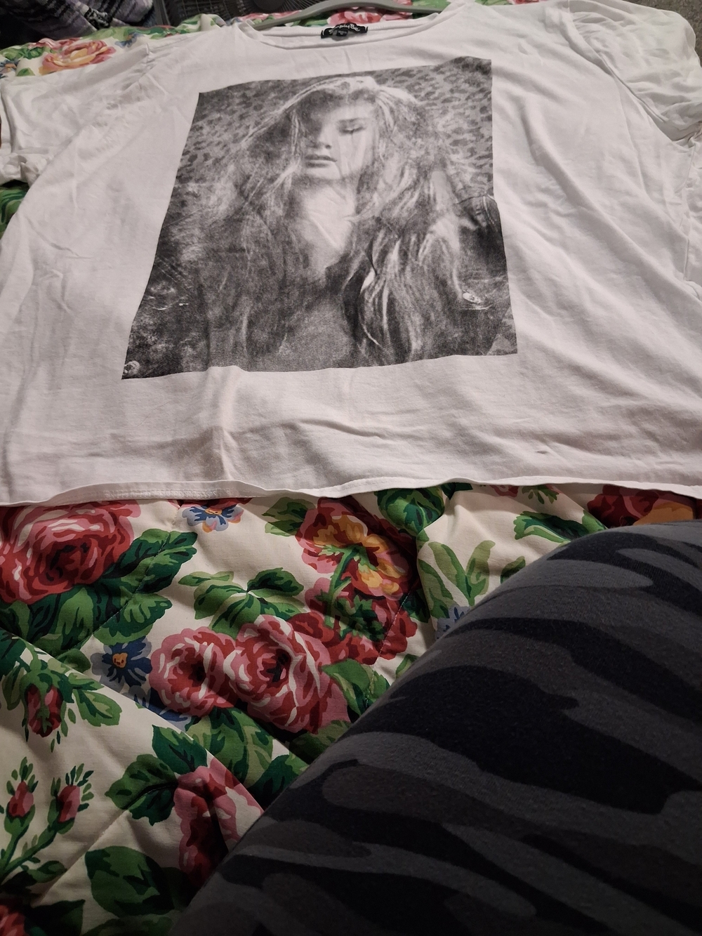Simply Be White Short Sleeve Tee with Black Photo Print